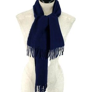 Lady Cashmink by V. Fraas‎ Fringed Navy Blue Scarf Lightweight